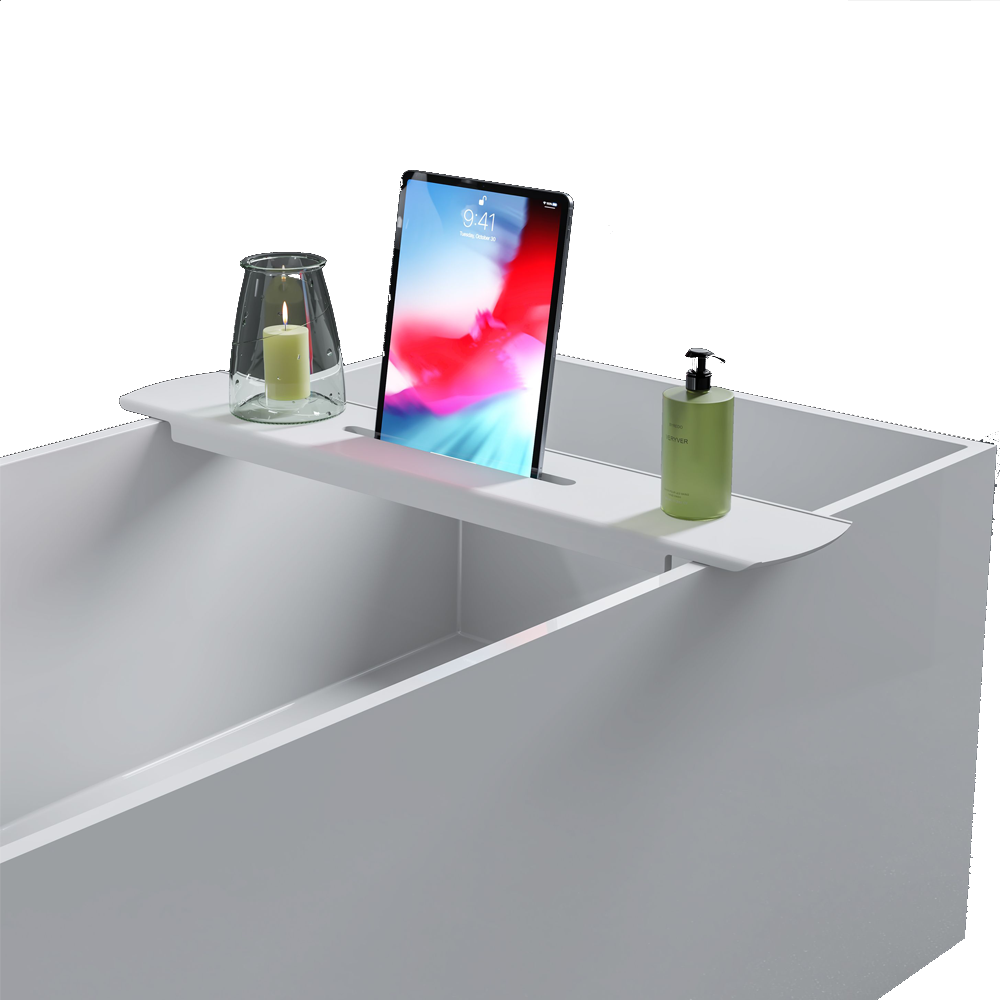 Bernstein iPAD Bathtub Caddy Tray, Solid Stone - Matt White