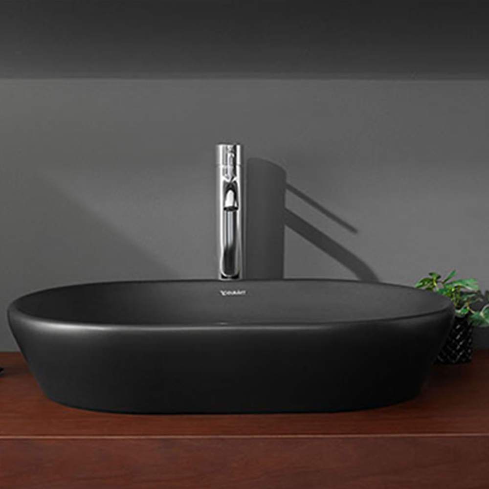 مغسلة ديورافيت فوق الرف 60 (عرض) × 40 (عمق) سم مع هرّاب المغسلة - أسود مطفيأسود مطفي