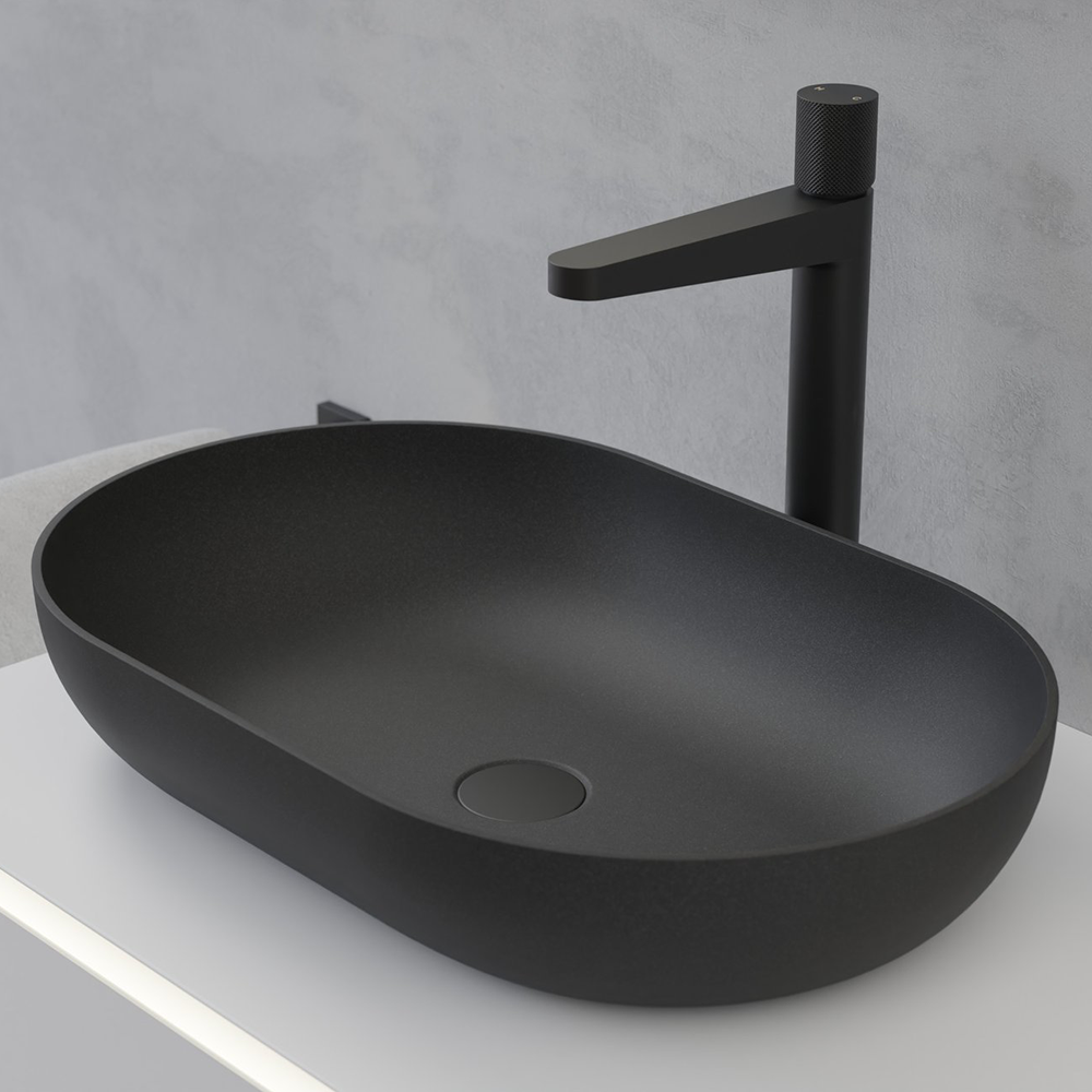 مغسلة برنستين فوق الرف 54.2 (عرض) × 34.2 (عمق) سم مع هرّاب المغسلة - أسود مطفيأسود مطفي