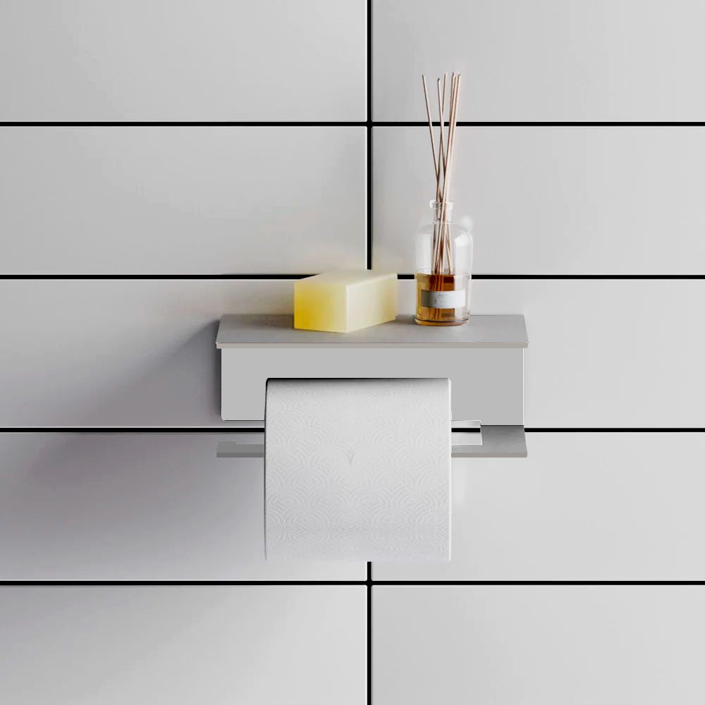 Fink Berno Toilet Roll Paper Holder in Steel 14cm (W) - Polar White