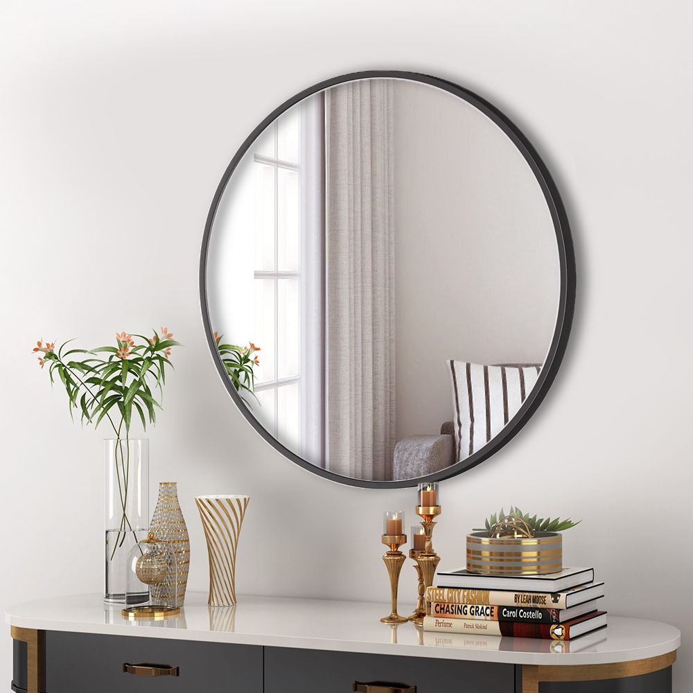 Bernstein Round Wall Mirror - 100cm Ø - Matt Black FrameBlack