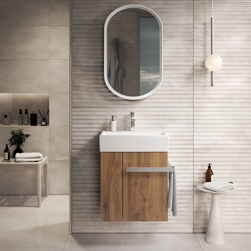 Bernstein Bathroom Cabinet Set 51(W) x 35(D) cm with Ceramic Basin Natural Oak 