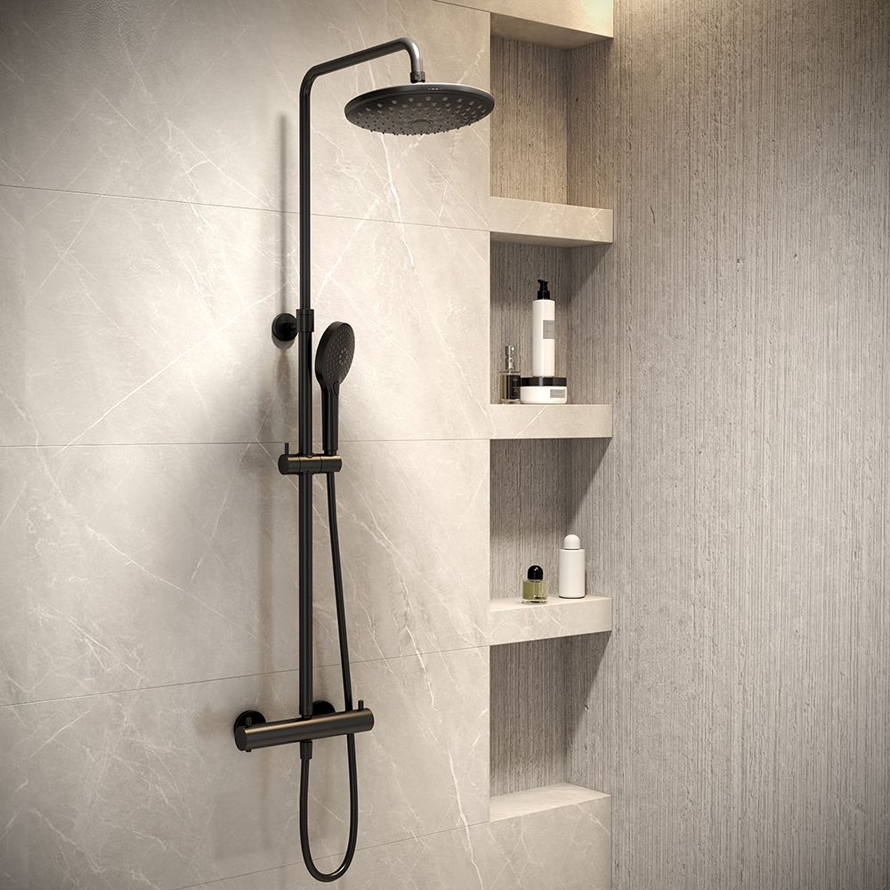 VitrA All-In-One Thermostatic Full Shower System With Mixer - BlackMatt Black